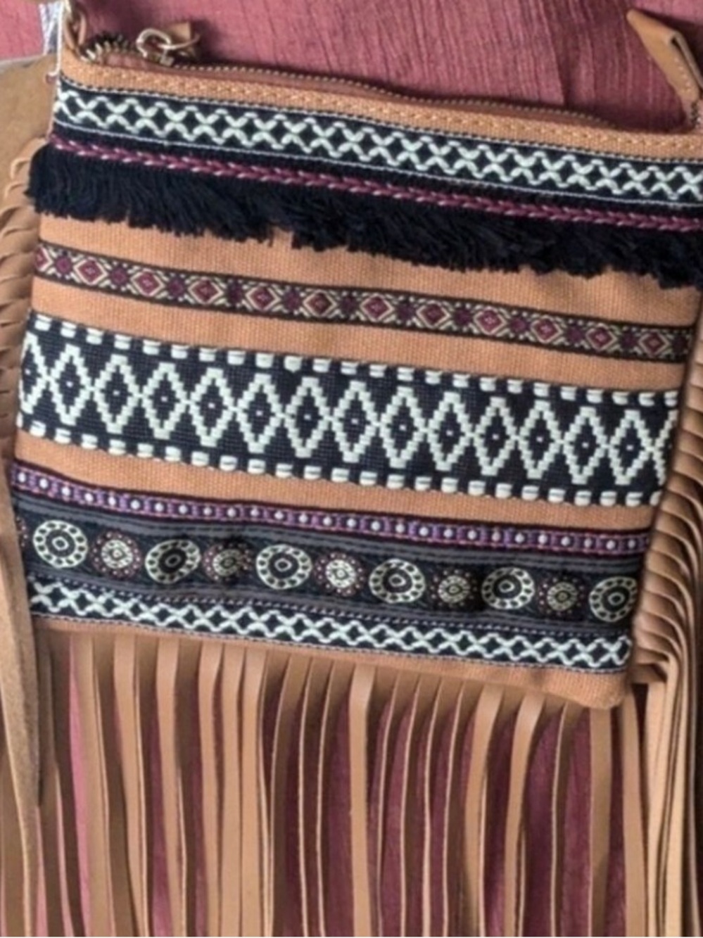 Boho Tassel Crossbody Bag Seed Bead Woven Bag Multi Media NEW With Issue (bead)